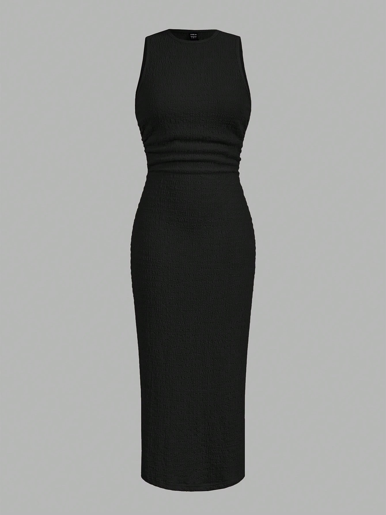Textured Knit Bodycon Midi Dress | Sleeveless Slim Fit Elegant Casual Dress