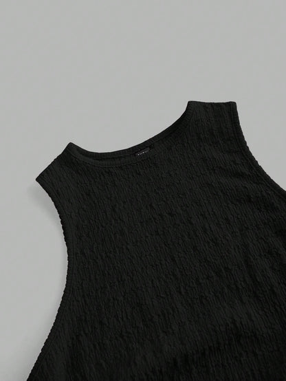 Textured Knit Bodycon Midi Dress | Sleeveless Slim Fit Elegant Casual Dress