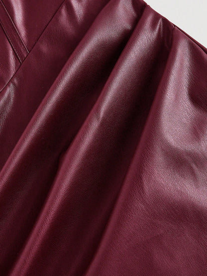 Chic PU Leather Midi Bodycon Dress