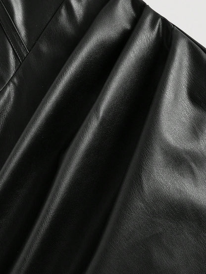 Chic PU Leather Midi Bodycon Dress