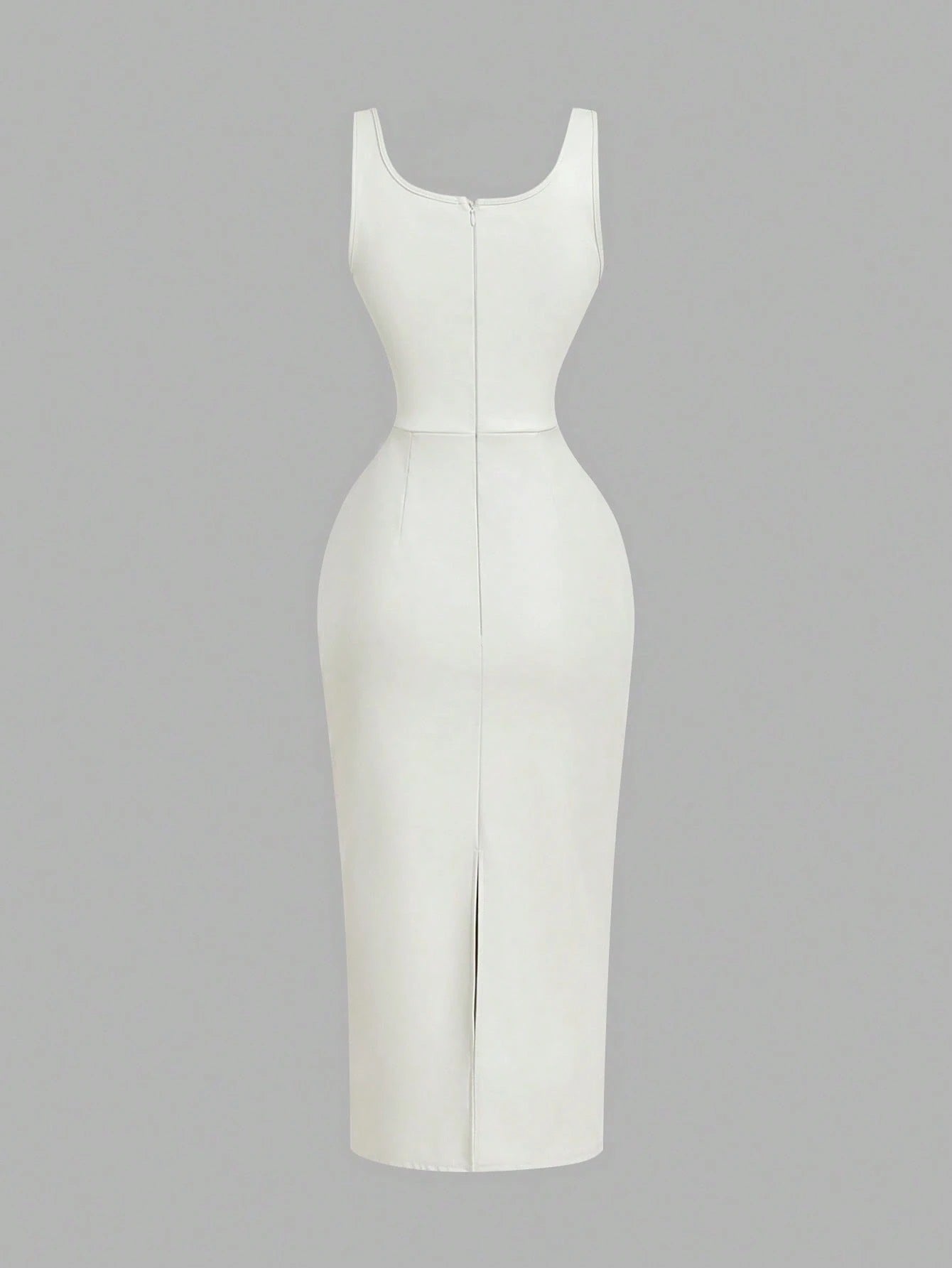 Chic PU Leather Midi Bodycon Dress