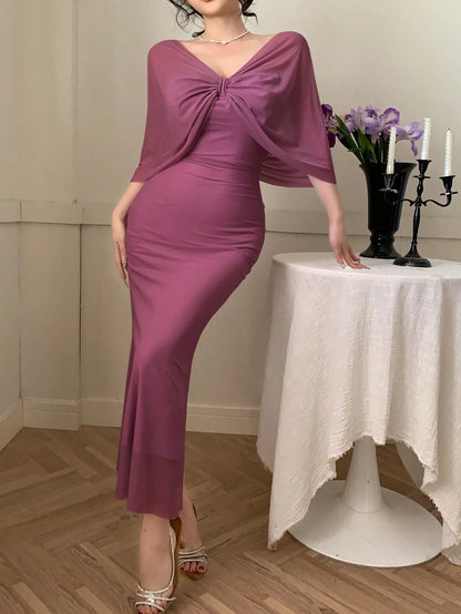 Elegant Sheer Mesh Long Slip Dress