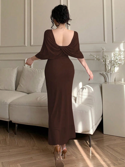 Elegant Sheer Mesh Long Slip Dress