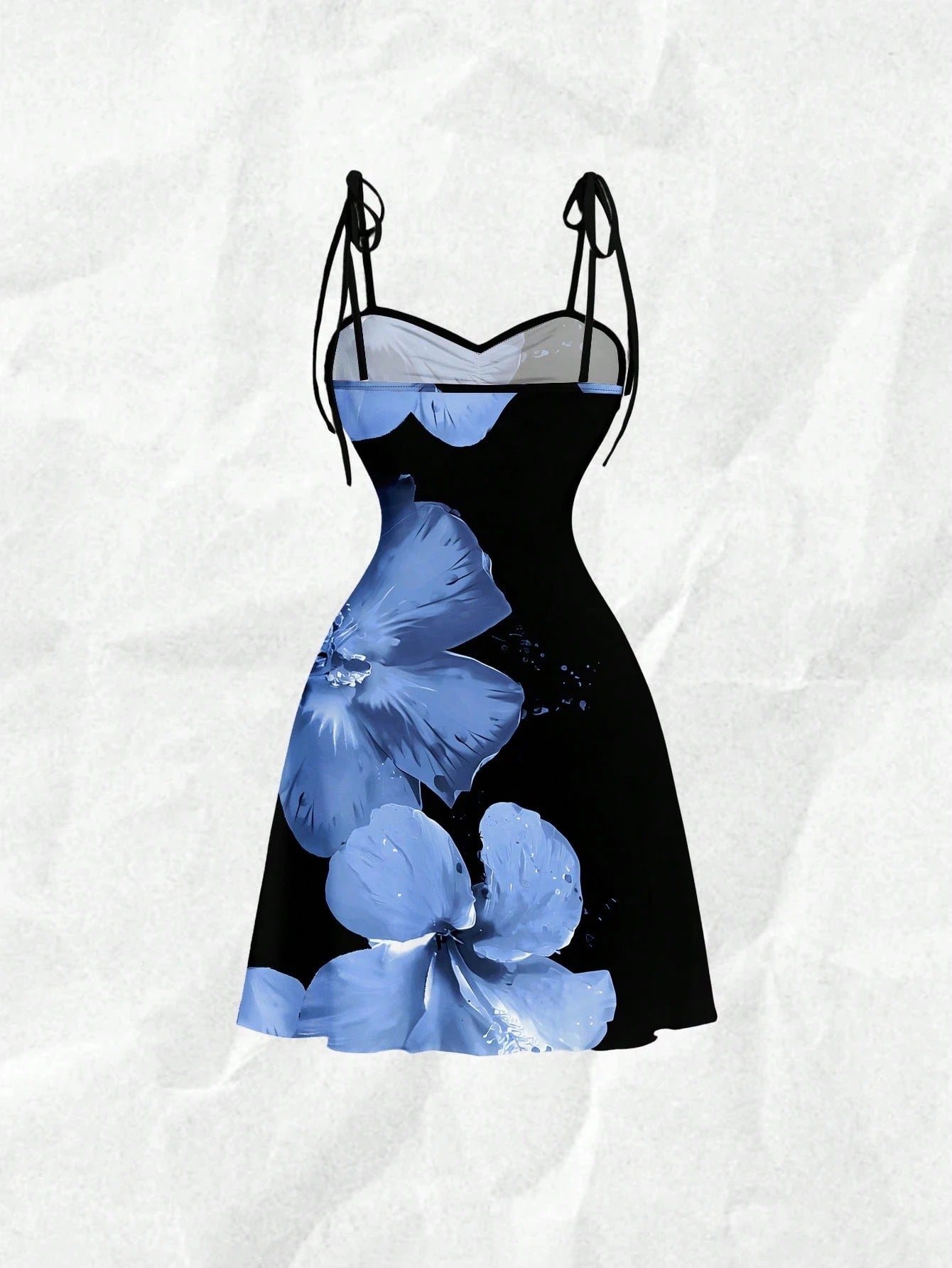 Tie-Shoulder Ruched A-Line Mini Dress | Hawaiian Floral Slim-Fit Summer Bodycon Dress