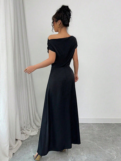 Asymmetrical Pleated One-Shoulder Dress