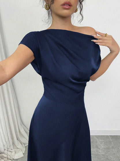 Asymmetrical Pleated One-Shoulder Dress
