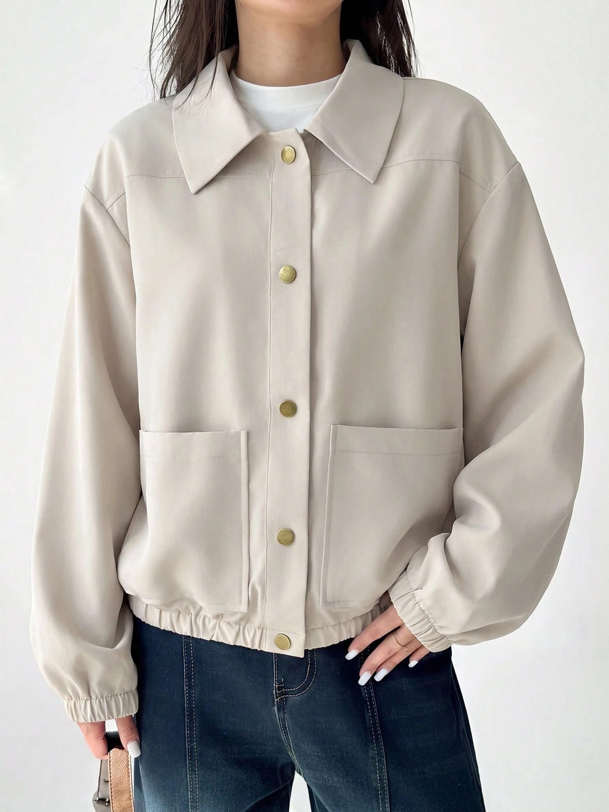 Contrast Collar Casual Jacket