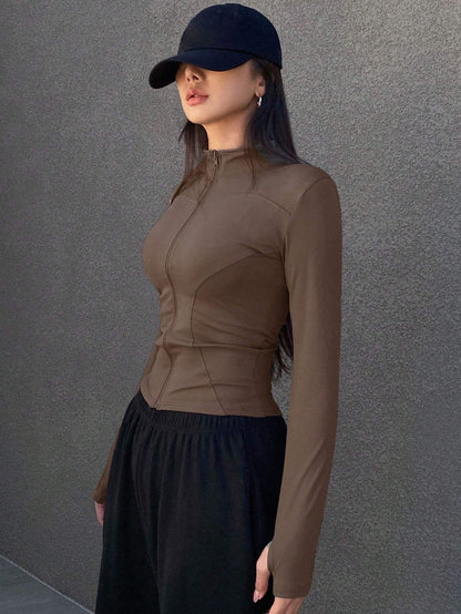 Thumb Hole Zip-Up Jacket