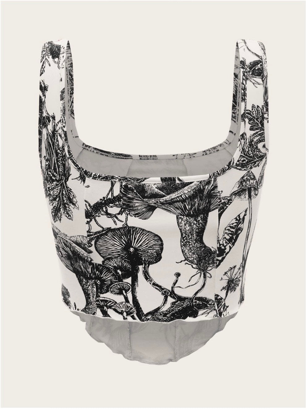 Plant Print Lettuce Trim Bodycon Summer Tank Top