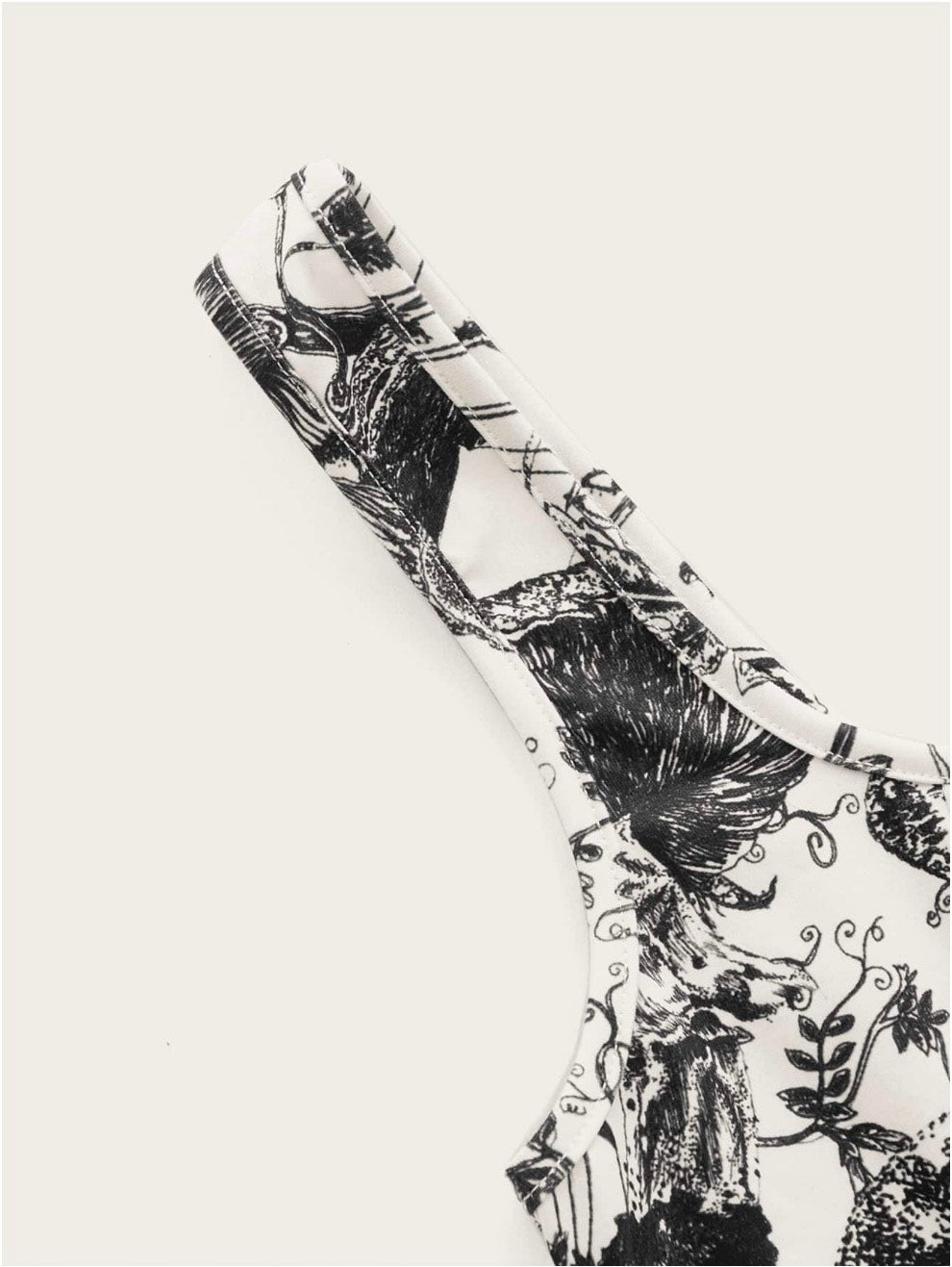 Plant Print Lettuce Trim Bodycon Summer Tank Top