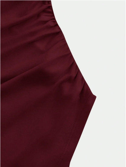 Boat Neck Bell Sleeve Waist Ruched Casual T-Shirt , Bell Sleeve Top