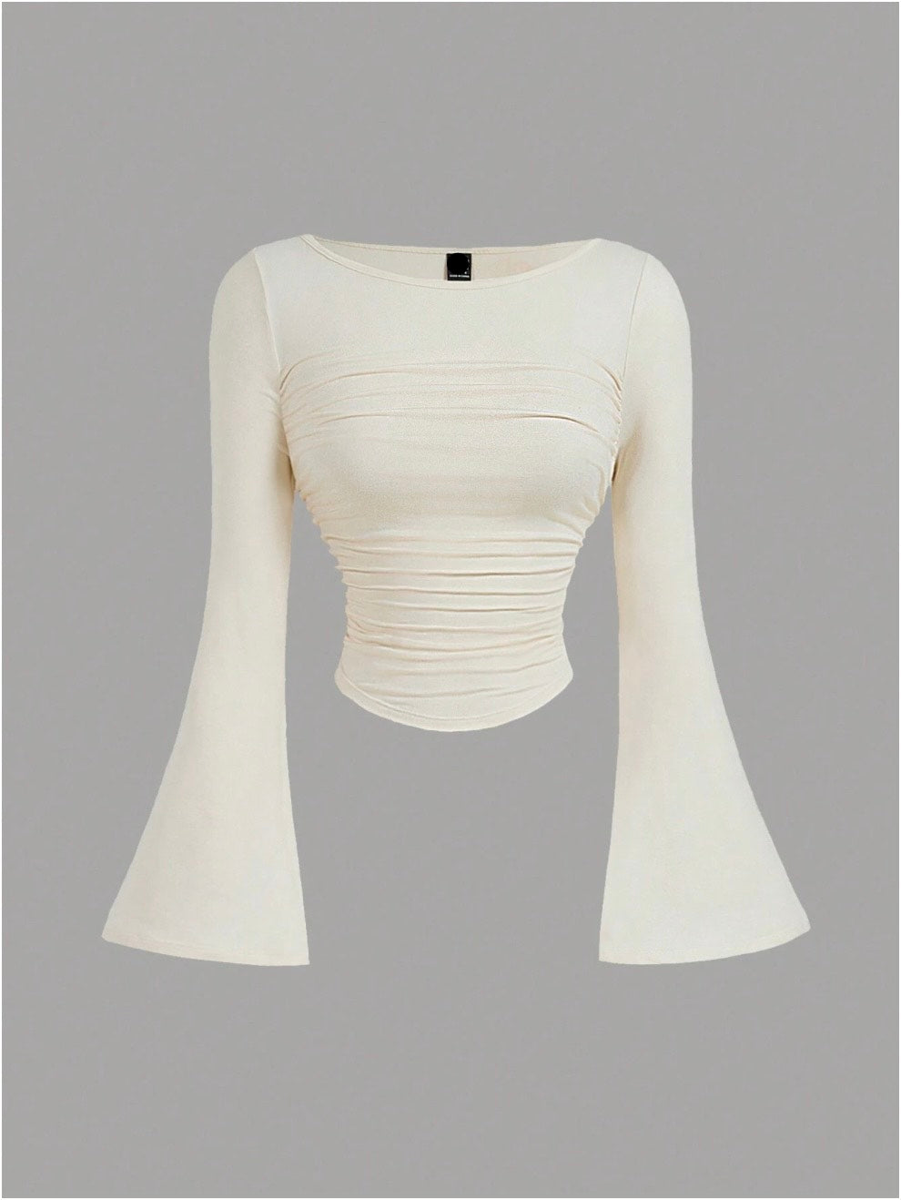 Boat Neck Bell Sleeve Waist Ruched Casual T-Shirt , Bell Sleeve Top