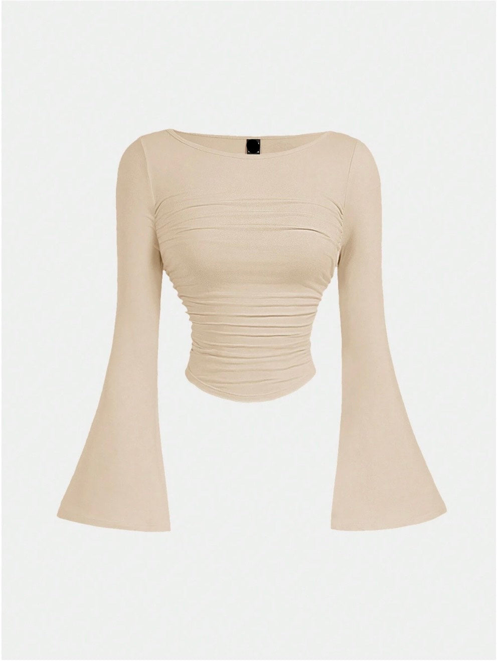 Boat Neck Bell Sleeve Waist Ruched Casual T-Shirt , Bell Sleeve Top