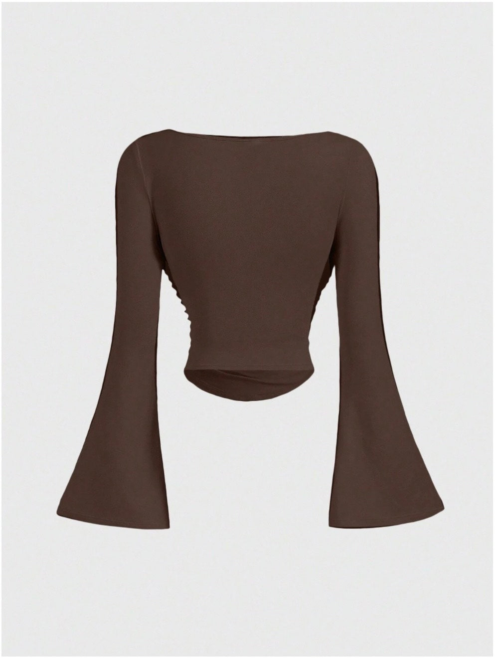 Boat Neck Bell Sleeve Waist Ruched Casual T-Shirt , Bell Sleeve Top