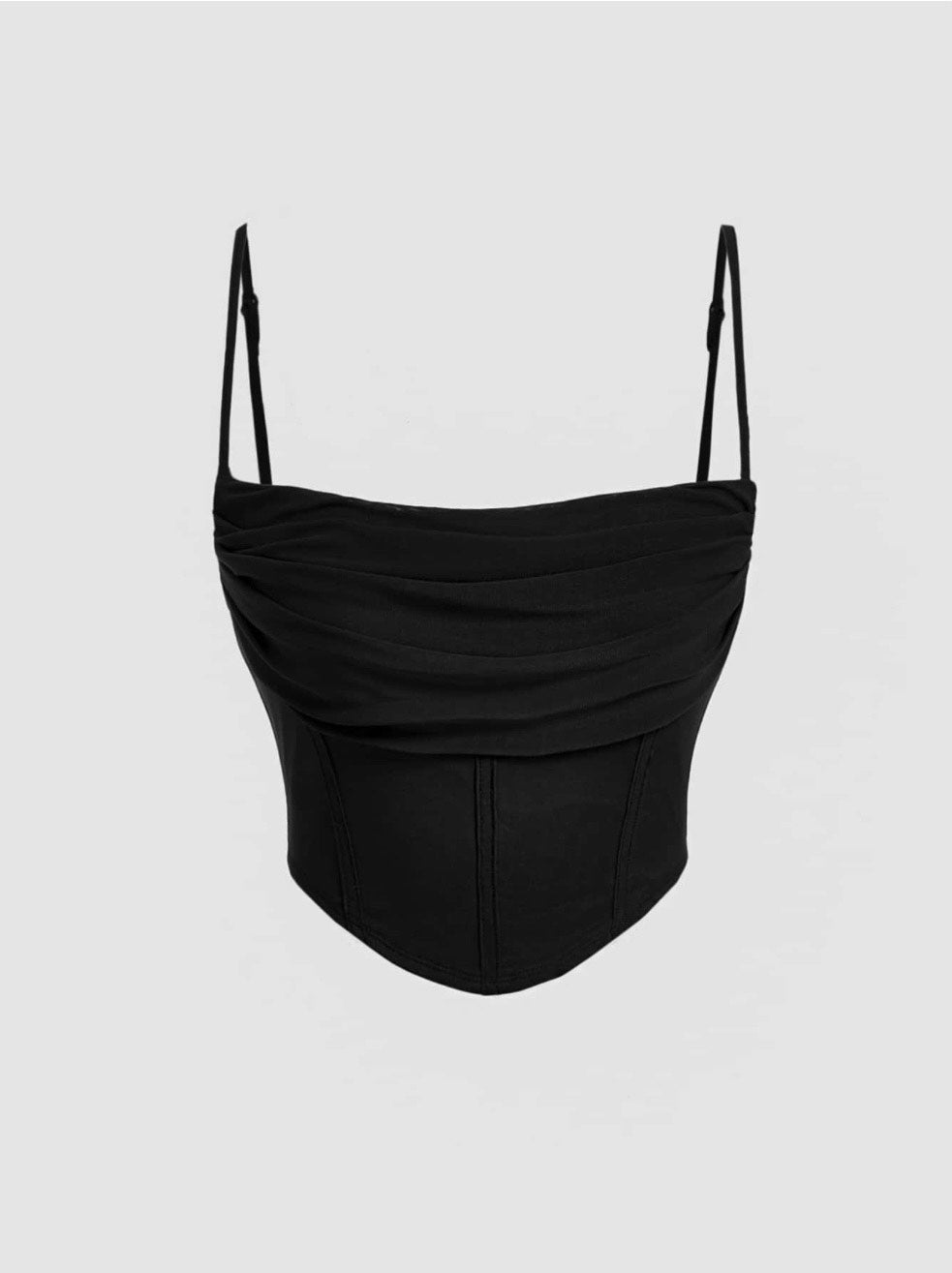 Trendy Solid Ruched Mesh Cami Top for Women – Asymmetrical Backless Bodycon Crop Top