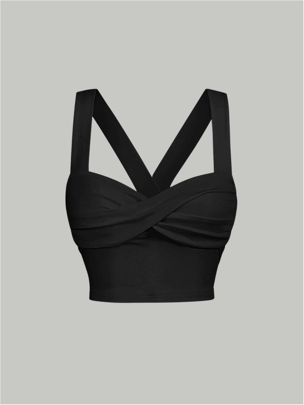 Twist Front Wide Strap Crop Top for Women | Crisscross Cami Summer Top – Stretch Knit Slim Fit