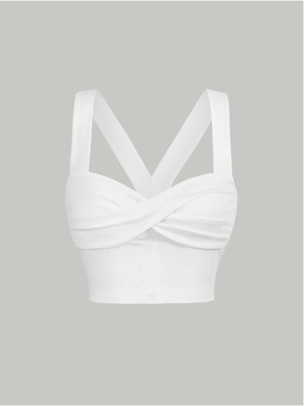 Twist Front Wide Strap Crop Top for Women | Crisscross Cami Summer Top – Stretch Knit Slim Fit