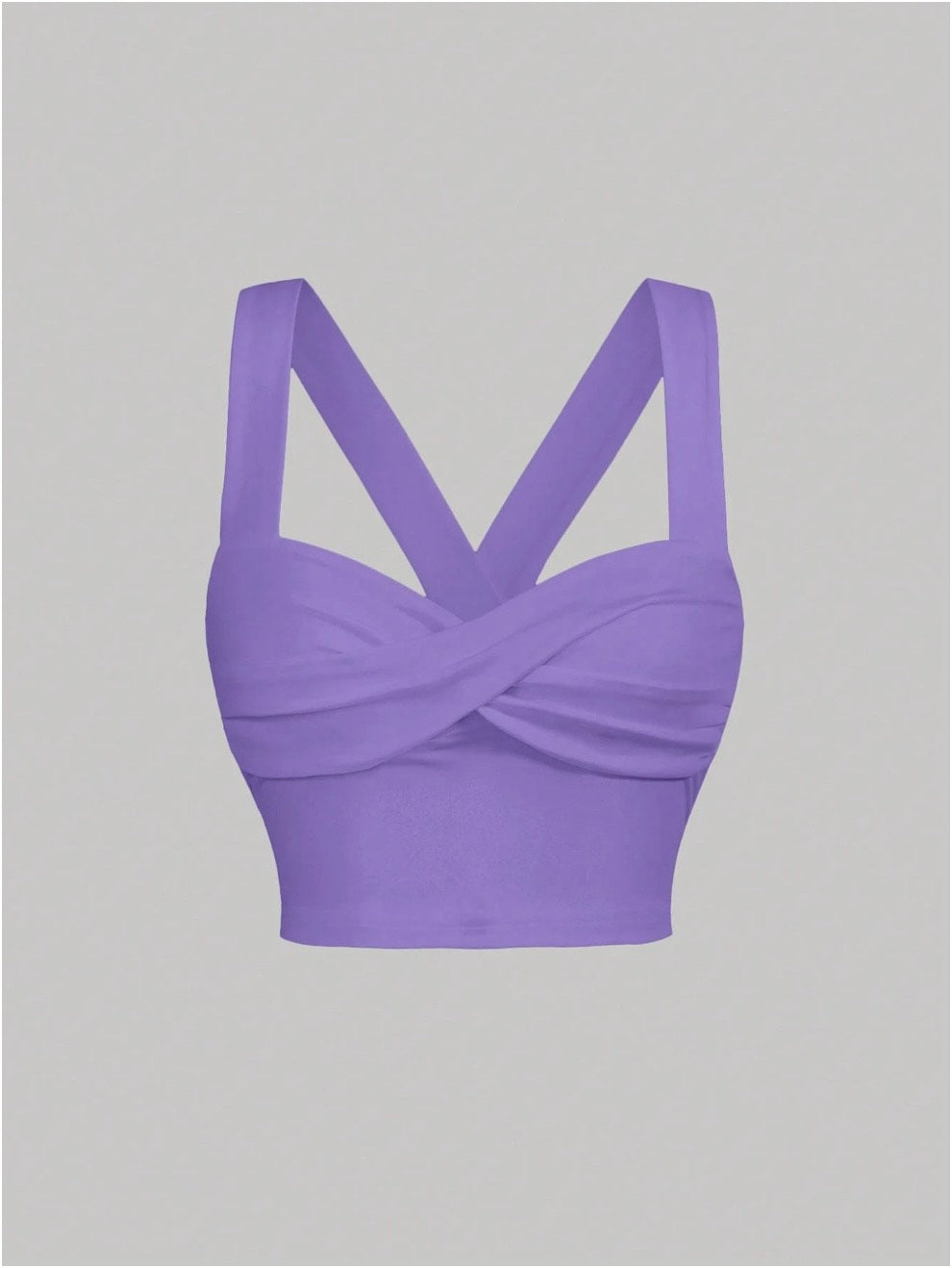Twist Front Wide Strap Crop Top for Women | Crisscross Cami Summer Top – Stretch Knit Slim Fit