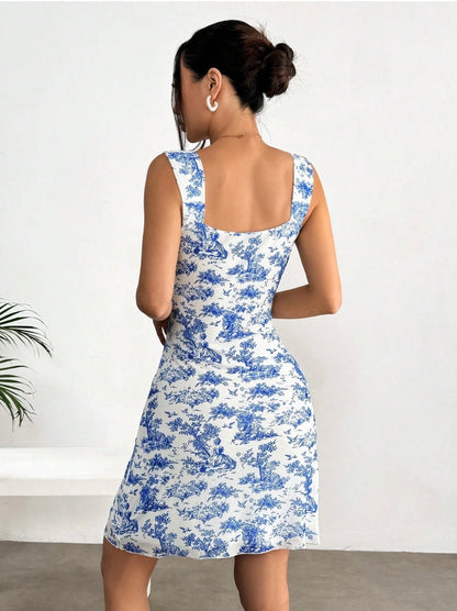 Summer Mesh Mini Dress for Women – Floral, Cherry & Leopard Print Bodycon, Spaghetti Strap, Backless & Ruched Details
