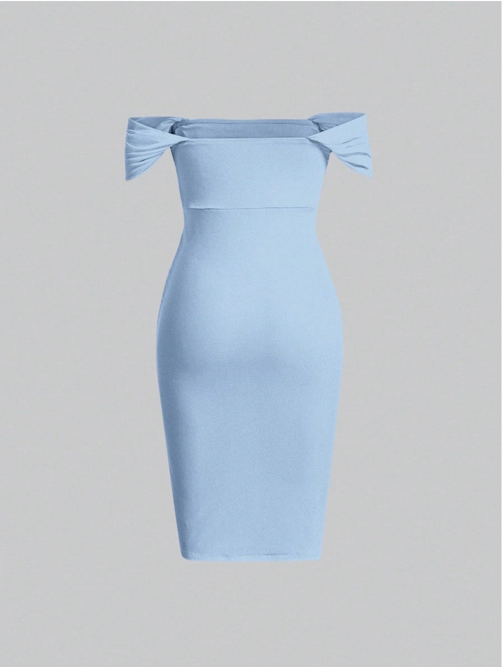 Elegant Off-Shoulder Ruched Bodycon Dress – Knee-Length, Draped Puff Sleeves, Slim Fit Partywear for Women