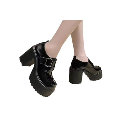 Chunky Mary Jane Platform Heels for Women – Faux Leather 3-Inch Block Heels