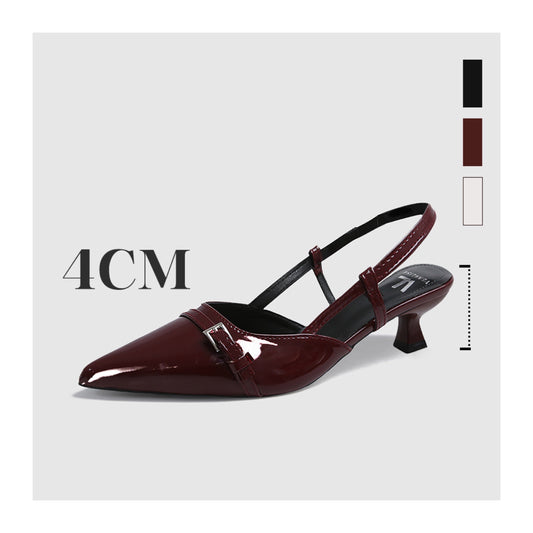 Elegant Pointed Toe Slingback Heels for Women – 2-Inch PU Leather High Heels for Office & Daily Wear
