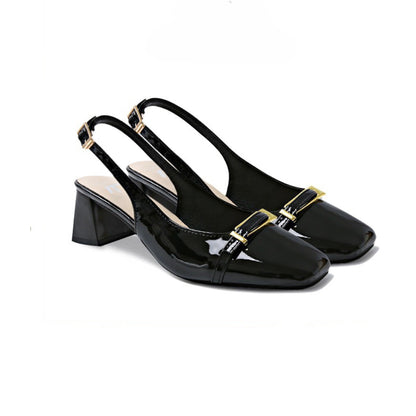 Chic Slingback Square Toe Heels for Women – 5.5cm Block Heels | French-Style