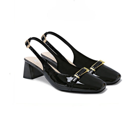 Chic Slingback Square Toe Heels for Women – 5.5cm Block Heels | French-Style