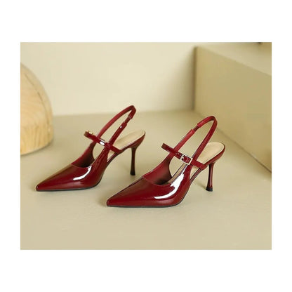 Classic Pointed Toe Stiletto Heels for Women | Elegant PU Leather High Heels with Strap