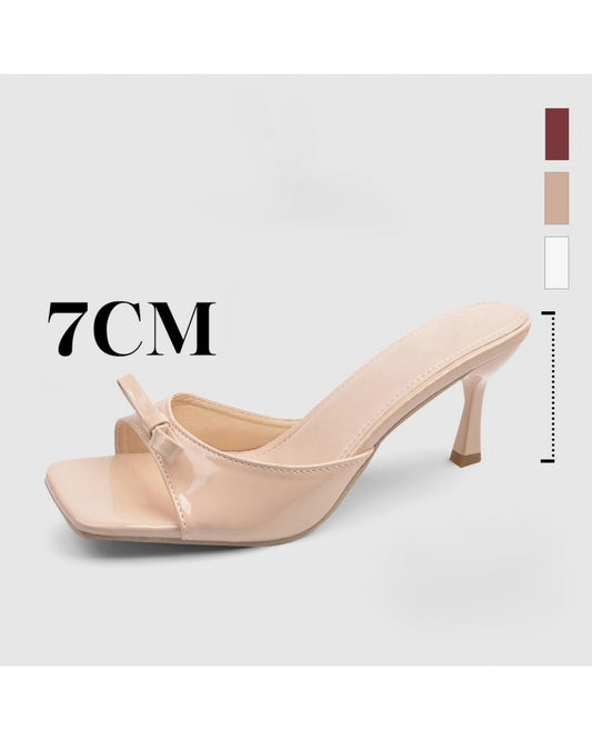 Elegant 2-Inch Bowknot Heels for Women – Open-Toe Slip-On Sandals