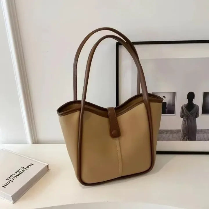 Minimalist Shoulder Bag – Classic Vintage Everyday Tote with Zipper & Large Capacity