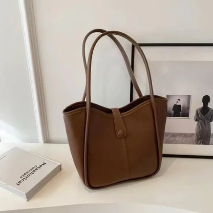 Minimalist Shoulder Bag – Classic Vintage Everyday Tote with Zipper & Large Capacity