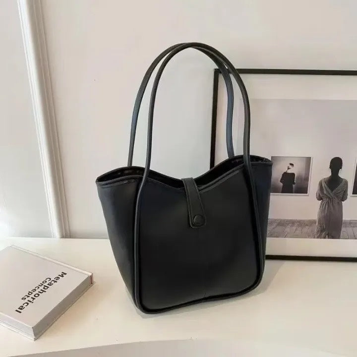Minimalist Shoulder Bag – Classic Vintage Everyday Tote with Zipper & Large Capacity