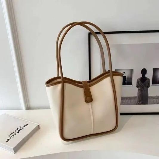 Minimalist Shoulder Bag – Classic Vintage Everyday Tote with Zipper & Large Capacity