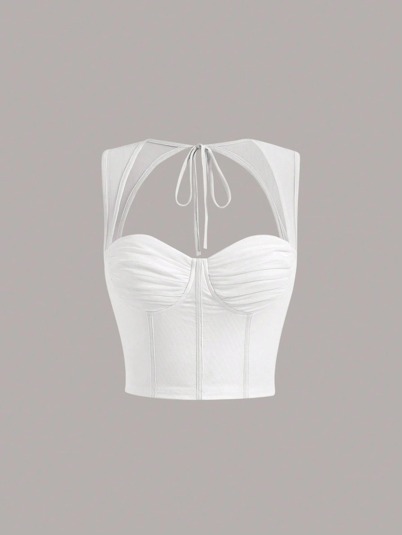 Tie-Back Ruched Bustier Crop Corset Top | Sweetheart Neck Backless Slim-Fit Camisole