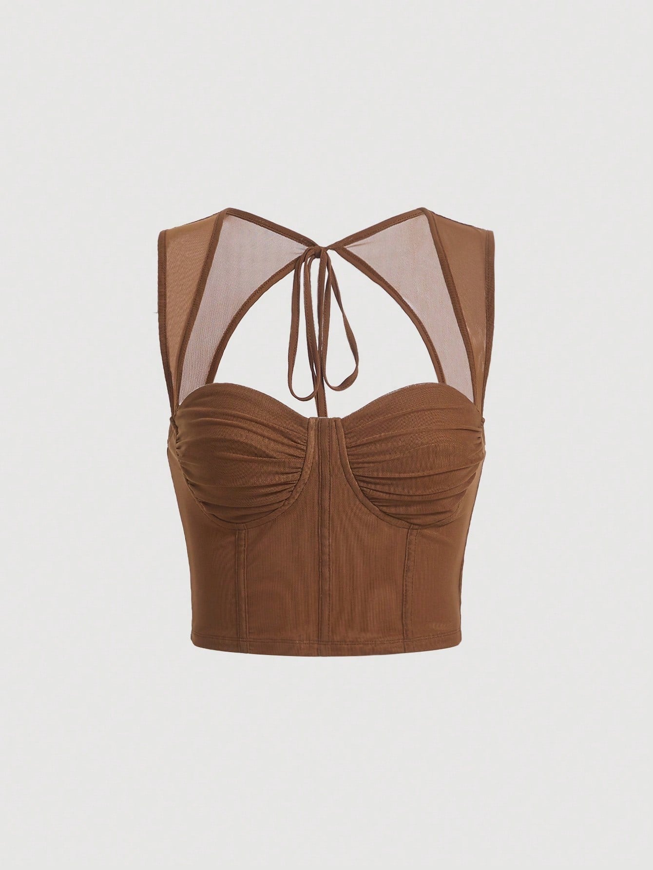 Tie-Back Ruched Bustier Crop Corset Top | Sweetheart Neck Backless Slim-Fit Camisole