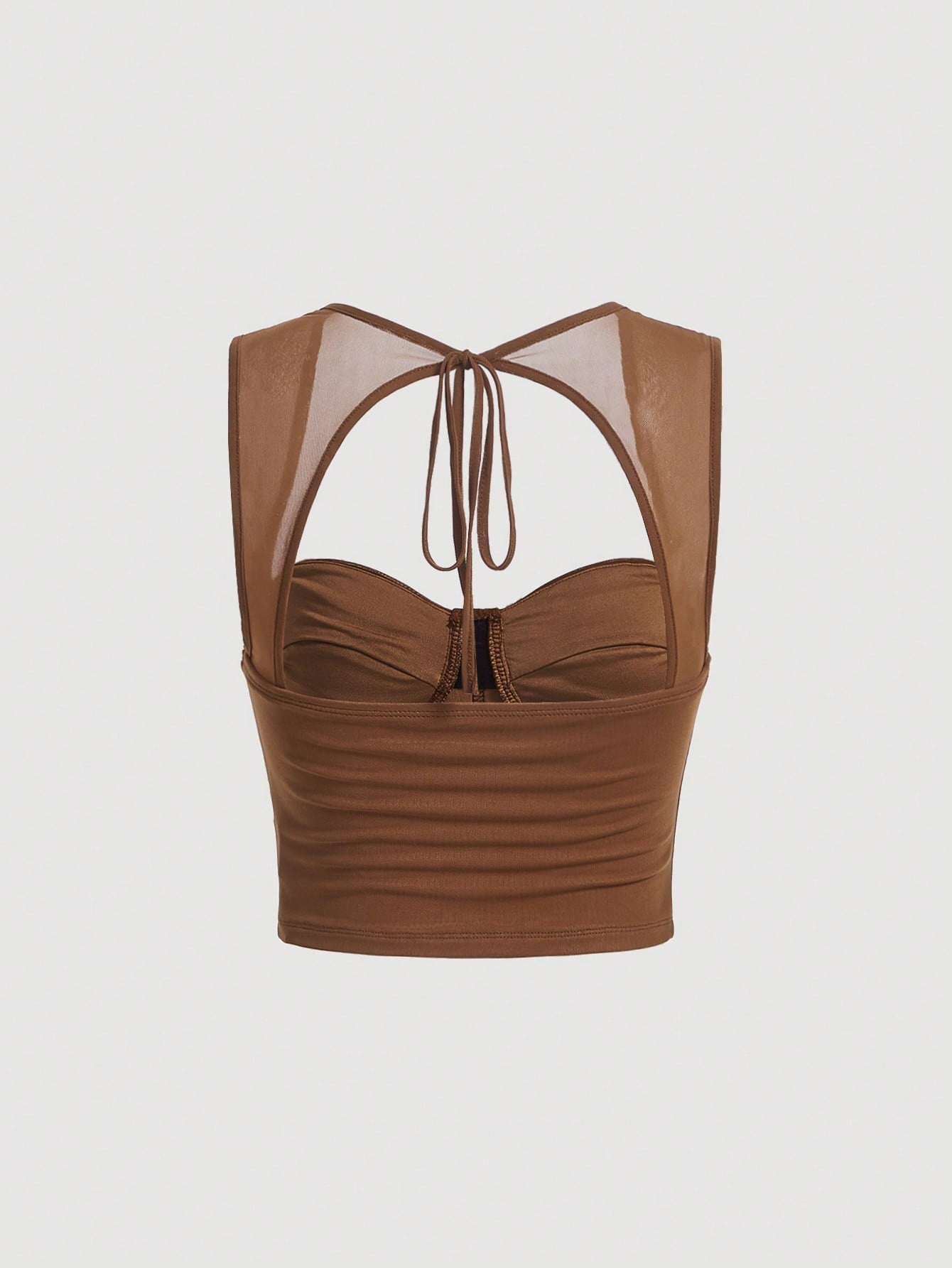 Tie-Back Ruched Bustier Crop Corset Top | Sweetheart Neck Backless Slim-Fit Camisole