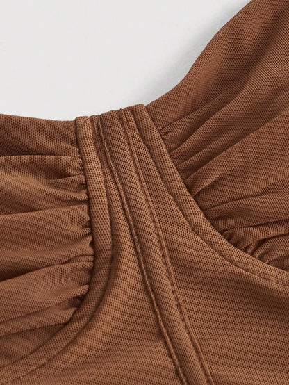 Tie-Back Ruched Bustier Crop Corset Top | Sweetheart Neck Backless Slim-Fit Camisole