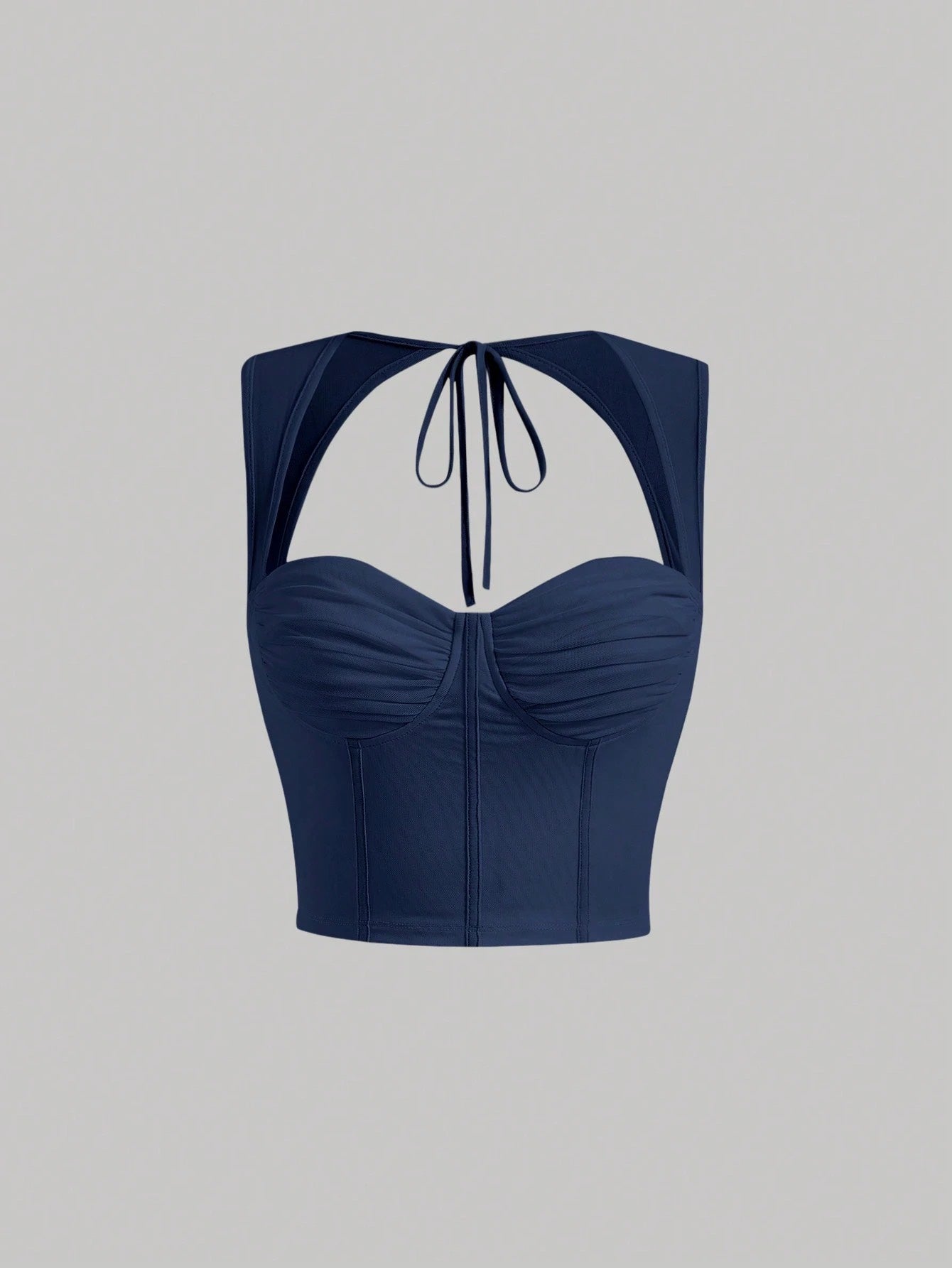 Tie-Back Ruched Bustier Crop Corset Top | Sweetheart Neck Backless Slim-Fit Camisole