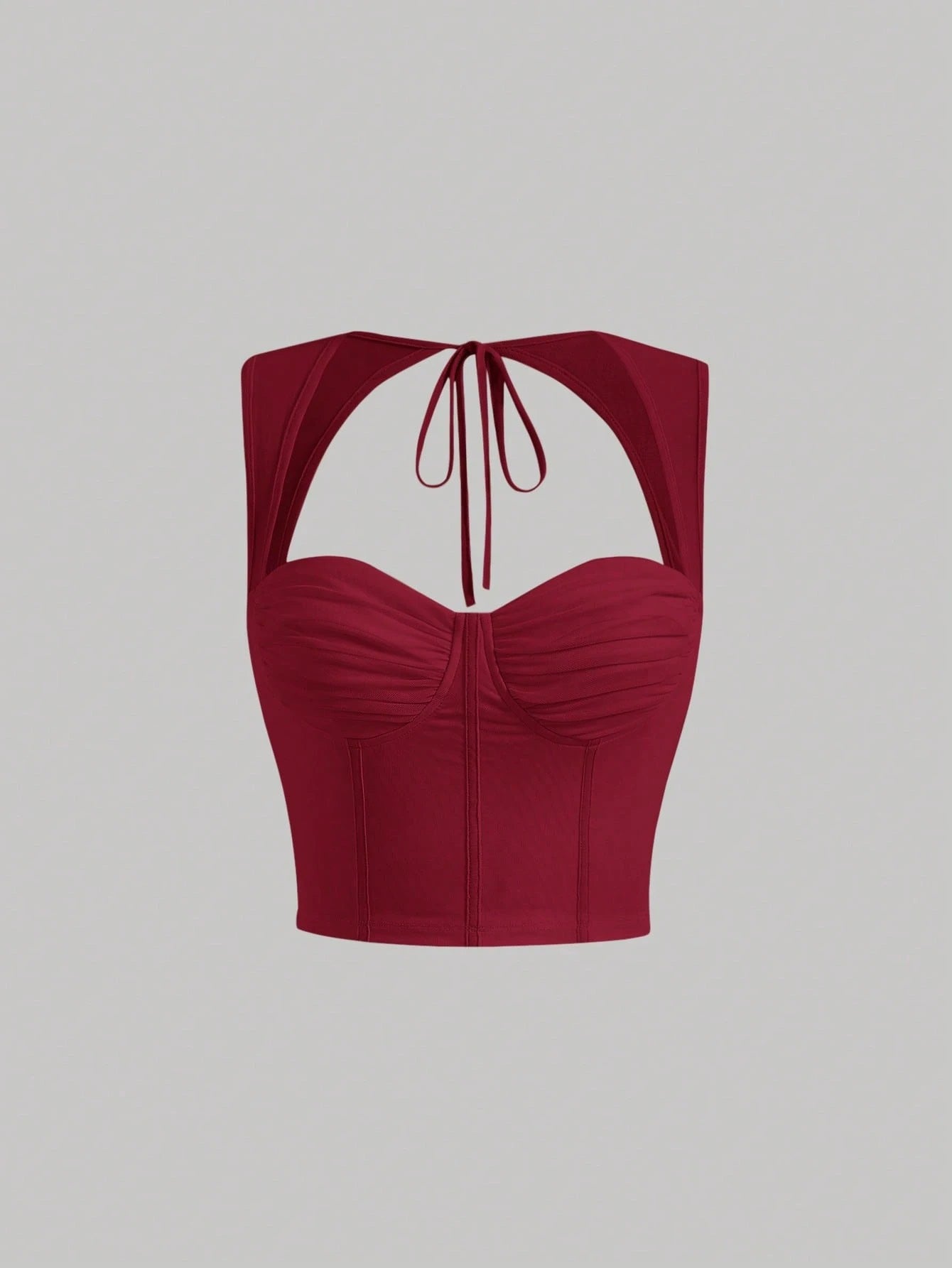 Tie-Back Ruched Bustier Crop Corset Top | Sweetheart Neck Backless Slim-Fit Camisole