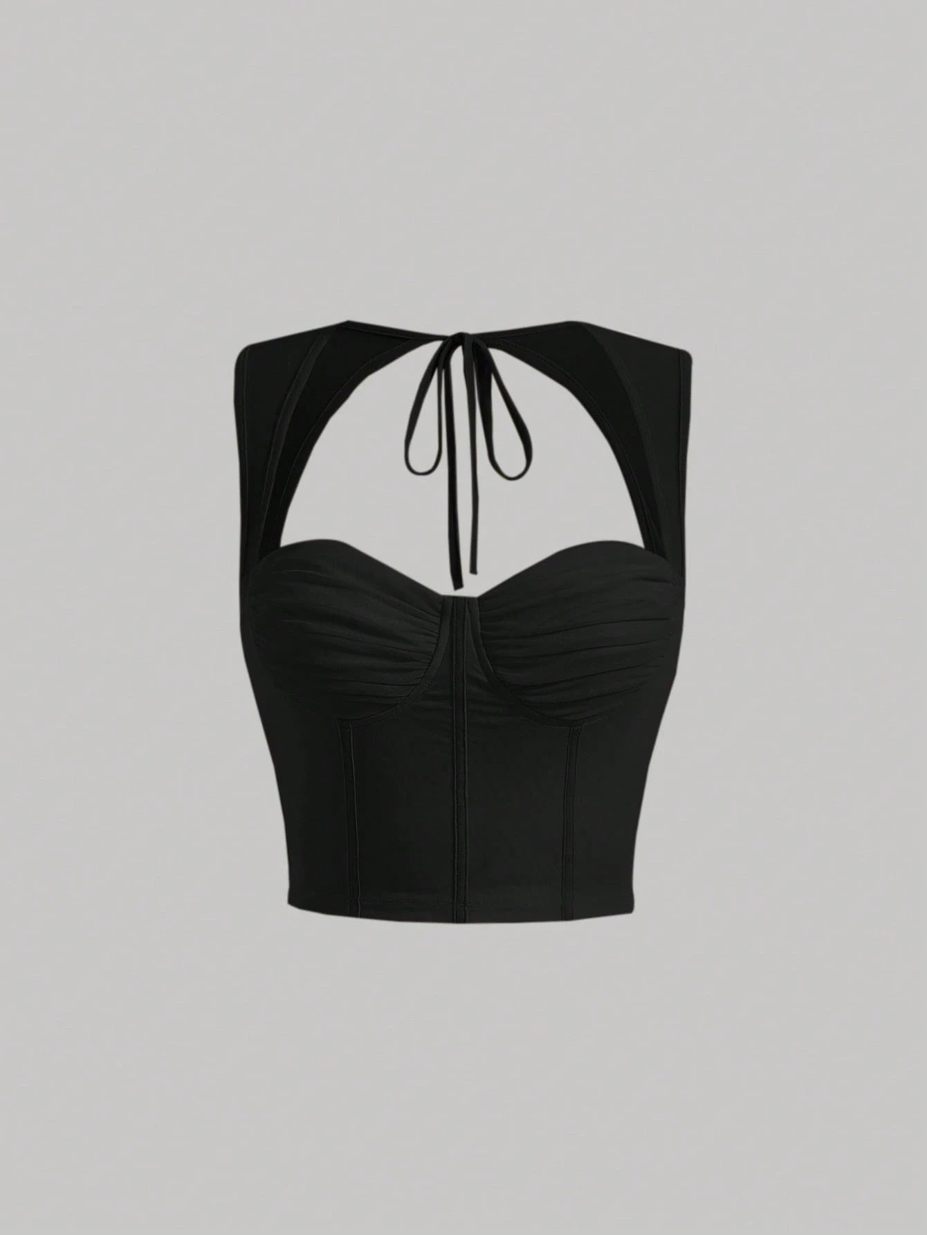 Tie-Back Ruched Bustier Crop Corset Top | Sweetheart Neck Backless Slim-Fit Camisole
