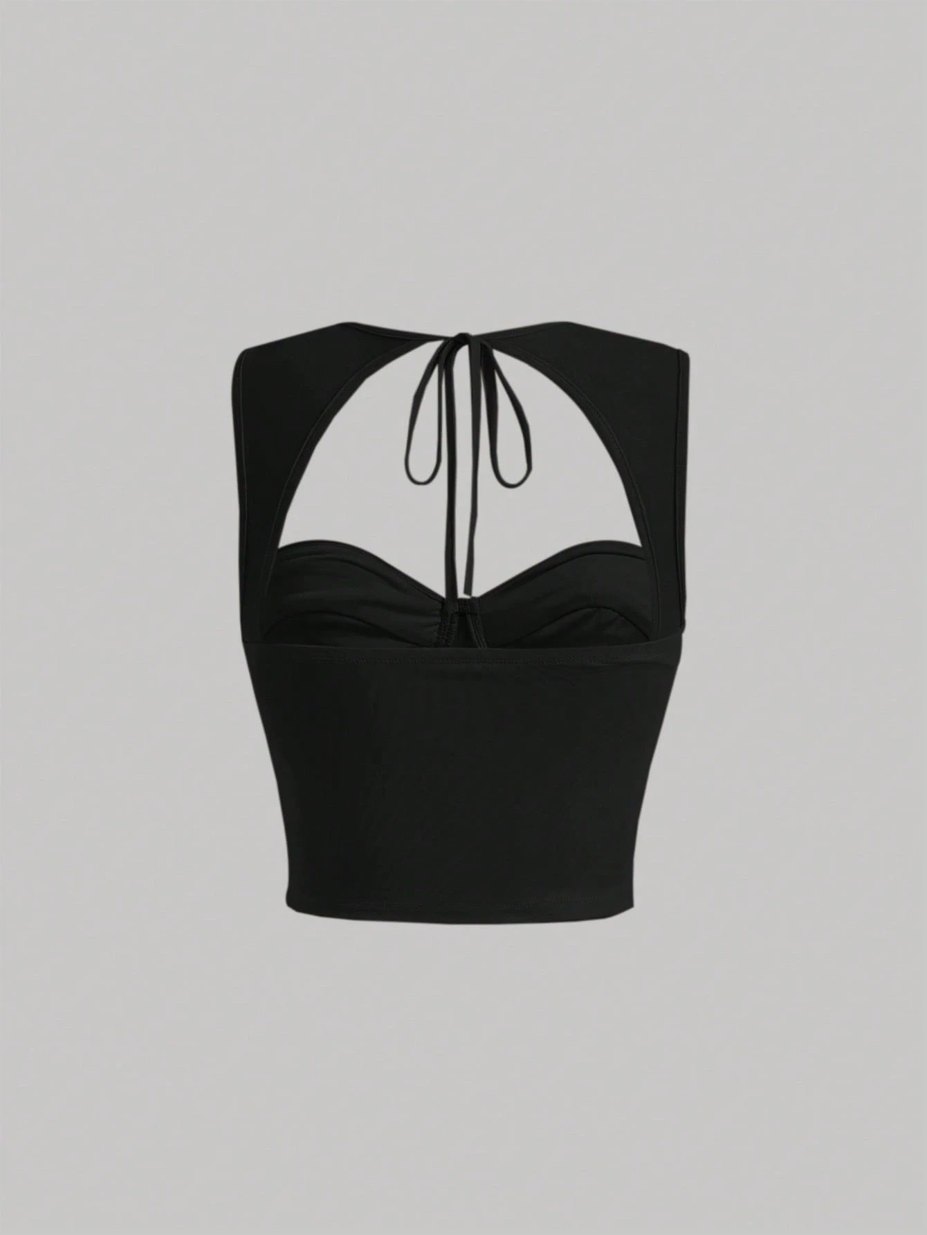 Tie-Back Ruched Bustier Crop Corset Top | Sweetheart Neck Backless Slim-Fit Camisole