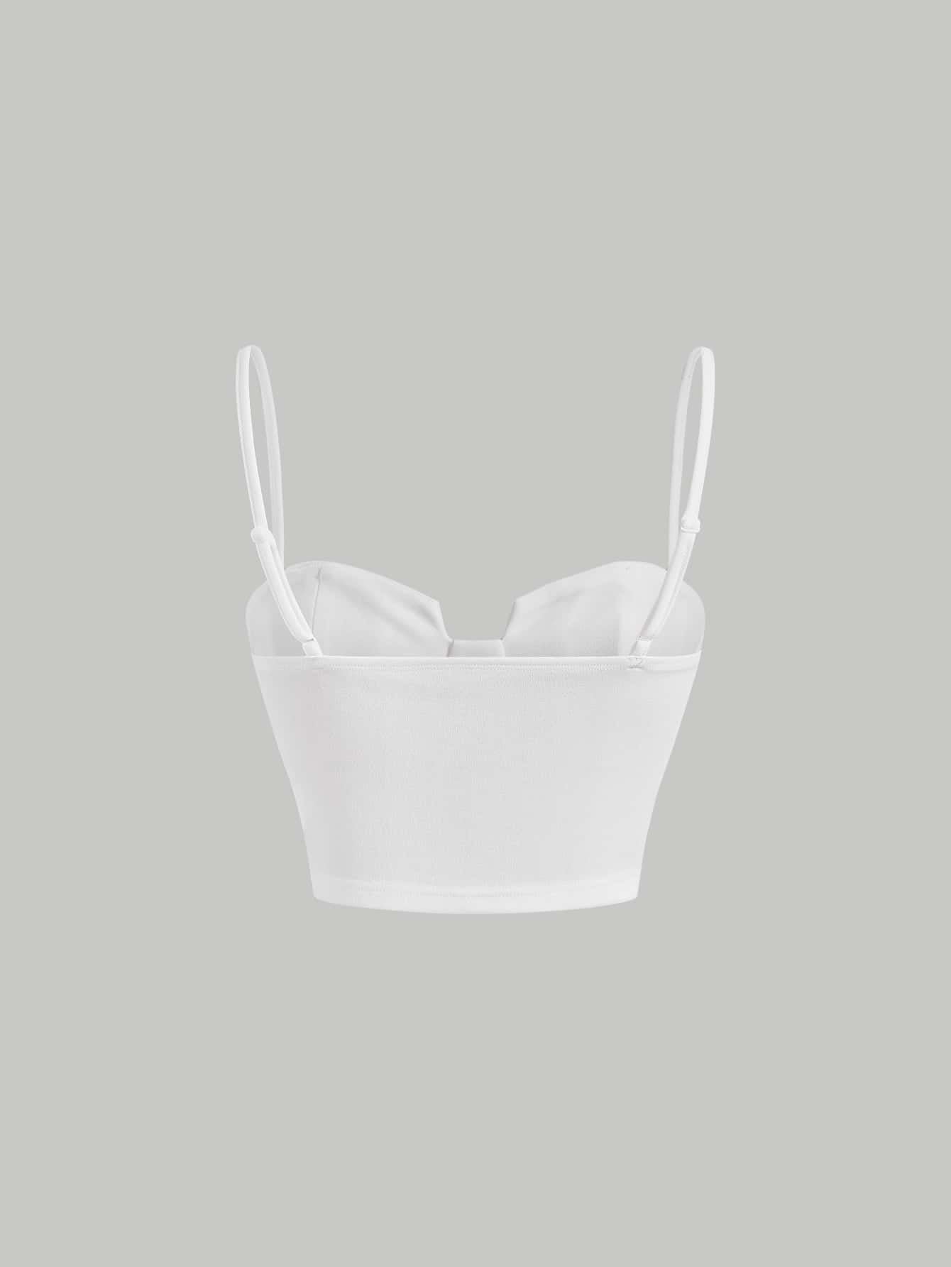 Solid Bustier Cami Top | Slim Fit Corset-Style Crop Camisole with Cup Detailing & Spaghetti Straps