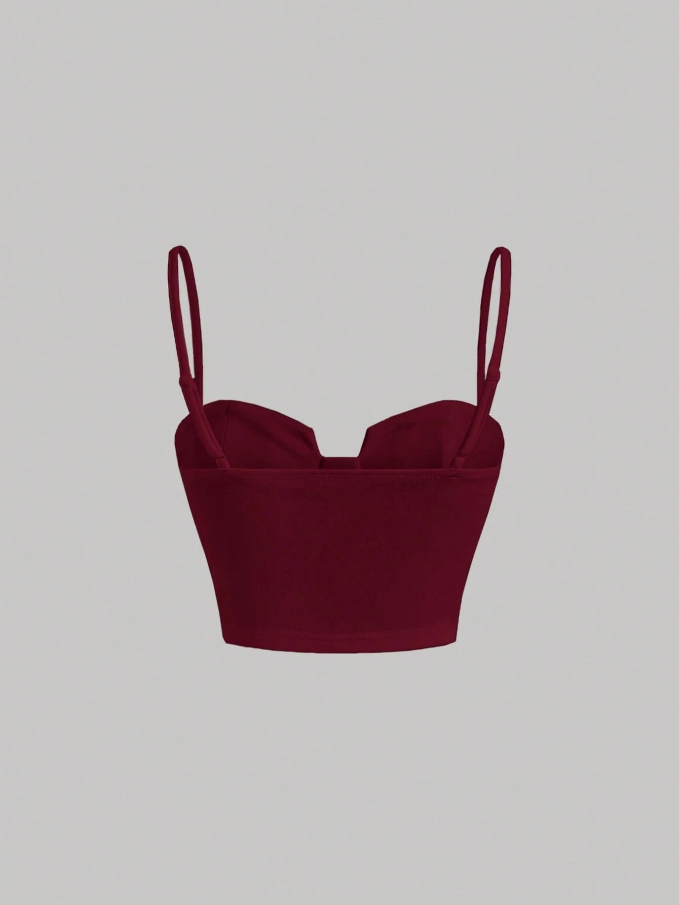 Solid Bustier Cami Top | Slim Fit Corset-Style Crop Camisole with Cup Detailing & Spaghetti Straps