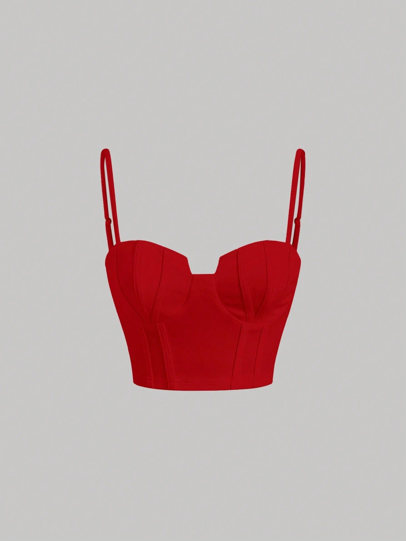 Solid Bustier Cami Top | Slim Fit Corset-Style Crop Camisole with Cup Detailing & Spaghetti Straps