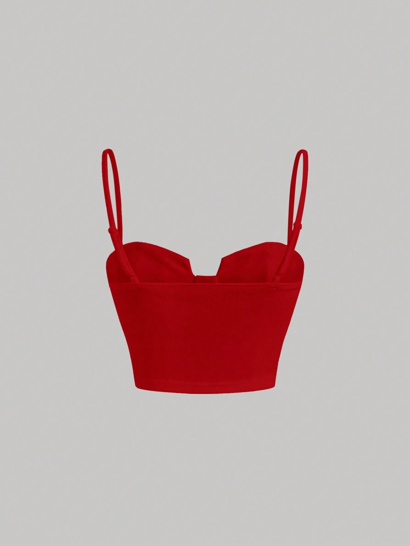 Solid Bustier Cami Top | Slim Fit Corset-Style Crop Camisole with Cup Detailing & Spaghetti Straps