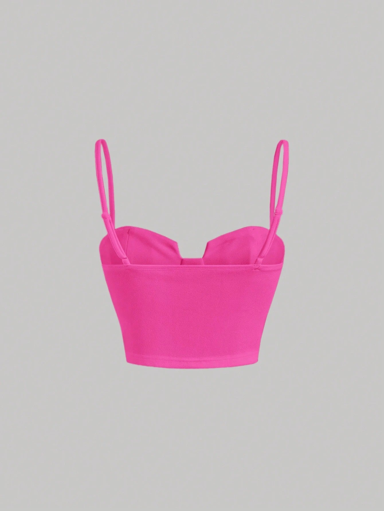 Solid Bustier Cami Top | Slim Fit Corset-Style Crop Camisole with Cup Detailing & Spaghetti Straps