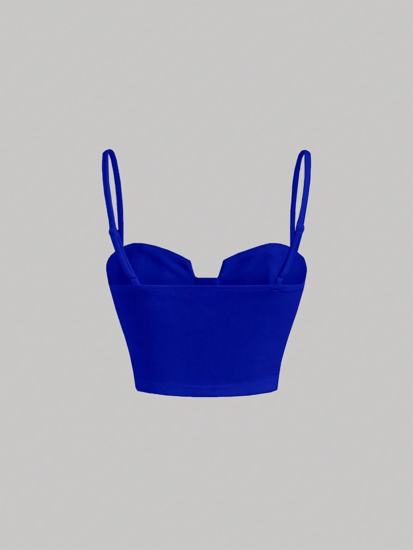 Solid Bustier Cami Top | Slim Fit Corset-Style Crop Camisole with Cup Detailing & Spaghetti Straps
