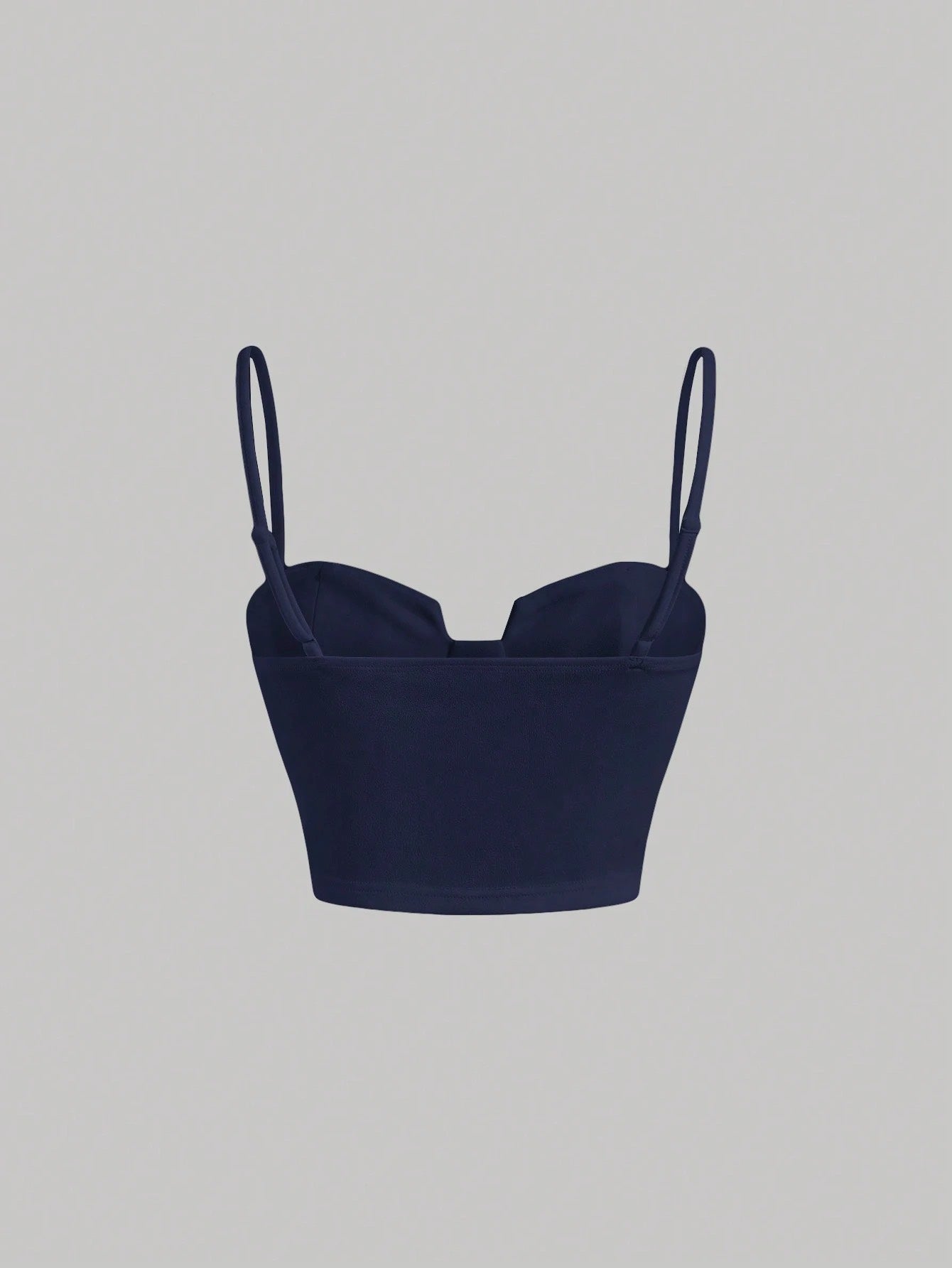 Solid Bustier Cami Top | Slim Fit Corset-Style Crop Camisole with Cup Detailing & Spaghetti Straps