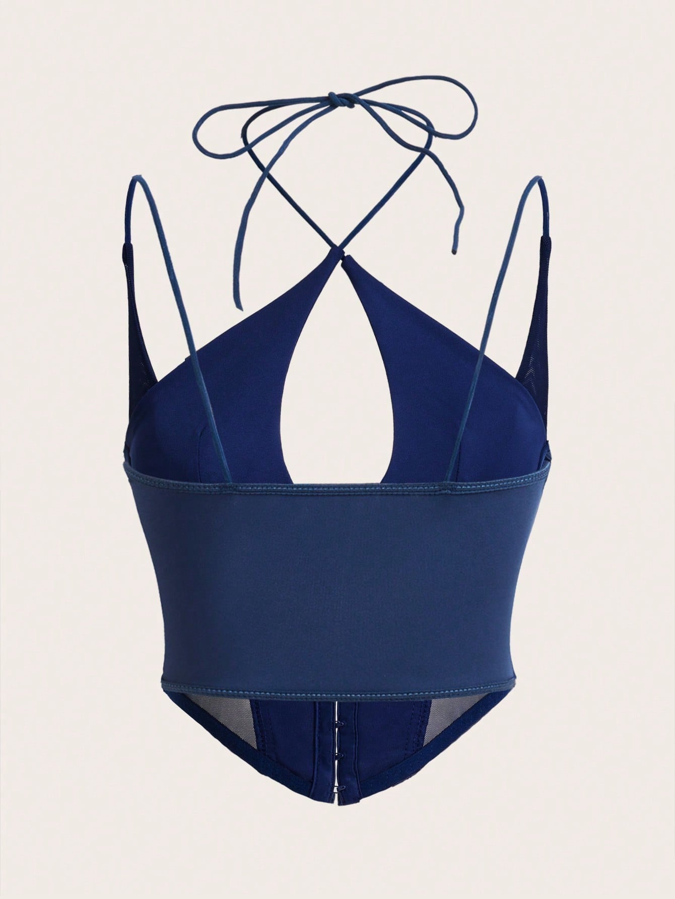 Hook & Eye Front Corset Cami Top with Mesh Insert | Slim Fit Y2K Double-Strap Crop Camisole